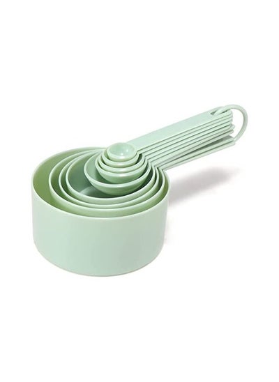 Buy 9 Piece Measuring Cups and measuring spoons set, Great for Dry and Liquid Ingredients, Small Teaspoon with Plastic Head . ( Mint Green ) in UAE