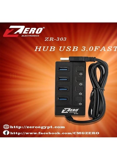 Buy 4-Port USB Hub ZR-303 Black in Egypt