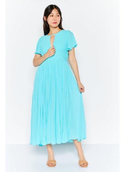 اشتري Women Pleated Midi Dress, Turquoise في الامارات