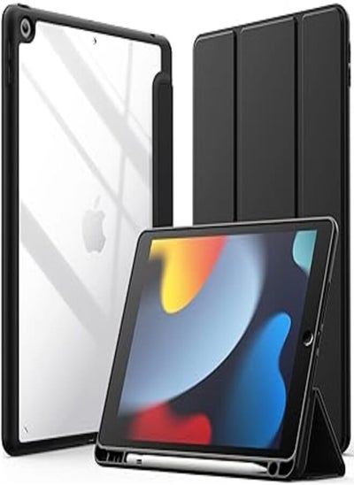 Buy Dl3 Mobilak Case for iPad 10.2-Inch (9th/8th/7th Generation, 2021/2020/2019),Clear Shockproof Back Cover Built-in Pencil Holder,Auto Sleep/Wake (Black) in Egypt