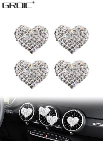 اشتري 4Pcs Bling Heart Air Vent Clips,Crystal Heart Car Air Fresheners Vent Clips,Car Diffuser Vent Clip Bling Car Decoration Car Interior Decor Cute Car Accessories في الامارات