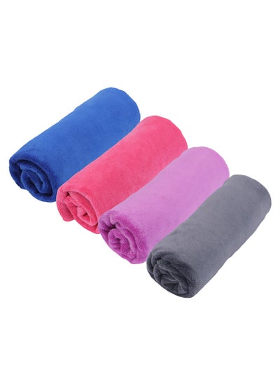 Buy 4Packs 35X75 CM Quick Drying Soft Microfiber Super Lightweight Sport Towels,Gym Towels for Swimming,Beach,Travel,Yoga,Hiking,Sports-Dark Blue,Purple,Pink,Grey in UAE