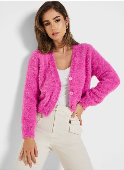 Buy V-Neck Fur Cardigan in Saudi Arabia