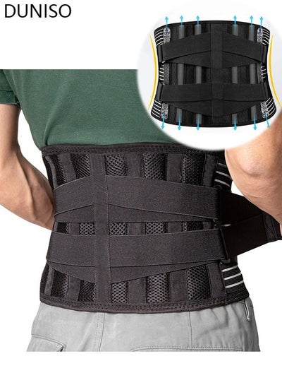 Buy Sports Back Brace for Men and Women Breathable Waist Lumbar Lower Back Support Belt for Sciatica Herniated Disc Scoliosis Back Pain Relief Heavy lifting with Dual Adjustable Straps in UAE