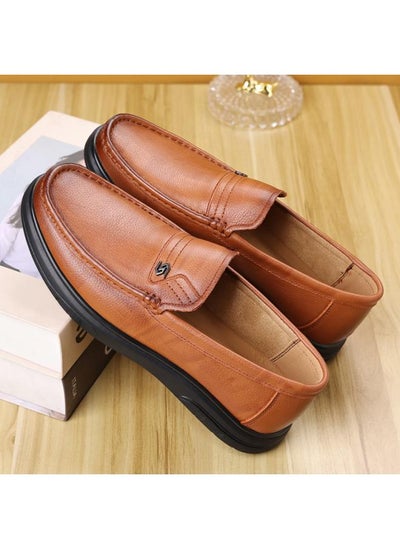 Buy New Style Doug Shoes Business Casual Leather Shoes Top Layer Cowhide Soft Top Dad Shoes Soft Sole Slip-on All-match Leather Shoes For Men in Saudi Arabia