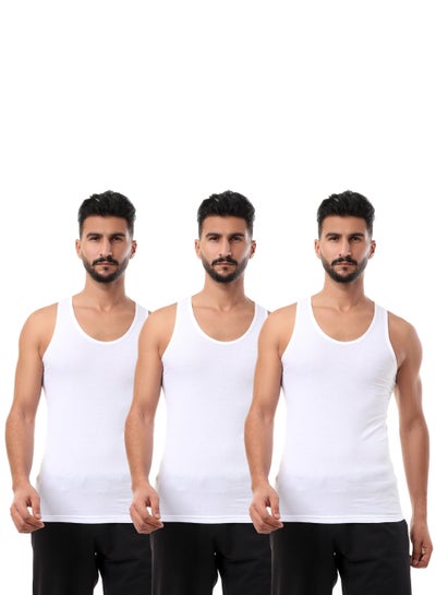 Buy Bundle Of Three Breathable Cotton Undershirts - White in Egypt