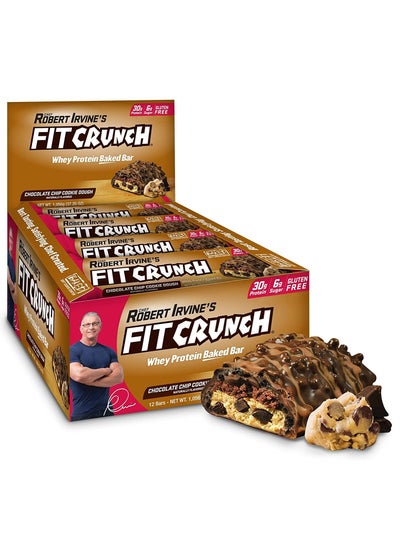 اشتري Fitcrunch Whey Protein Baked Bar Chocolate Chip Cookie Dough 12 بار في الامارات