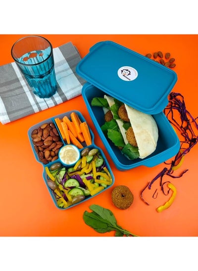 Buy 1.5L Lunch Box 2 Tiers Silicone with Plastic Dividers - Premium Product for Your Meals - Suitable and Practical for Schools in Egypt