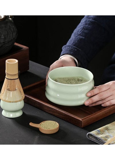 Buy Complete Matcha Whisk Set - 4-Piece Matcha Kit with Ceramic Bowl, Matcha Whisk, Bamboo Scoop, and Whisk Stand - High-Quality Matcha Tea Set for Smooth and Authentic Matcha Preparation in UAE