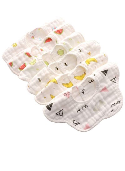 Buy 6 Pieces Muslin Bibs Baby Bandana Drool Bibs 360 Bibs for Boys Girls Newborn Infant for Drooling and Teething in Saudi Arabia