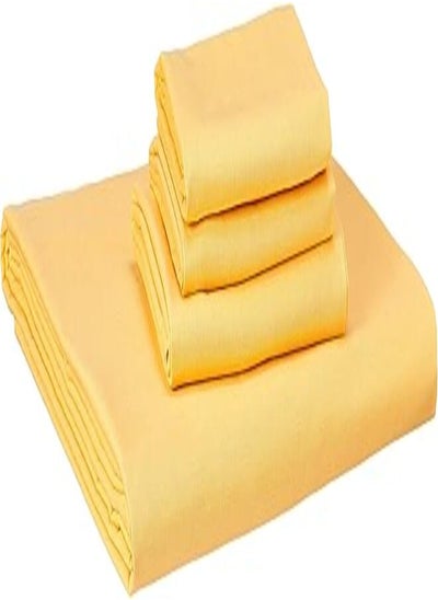 Buy NICE HOME Flat Bed Sheet Set - 3 Pillow Cases and 1 Bed Sheet - Size 160x200cm Yellow 4.0 Piece in Egypt