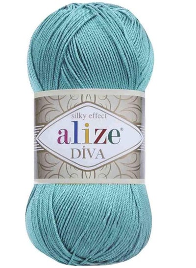 Buy Alize Diva Hand Knitting Yarn Collections No 376 (Cyan) in UAE