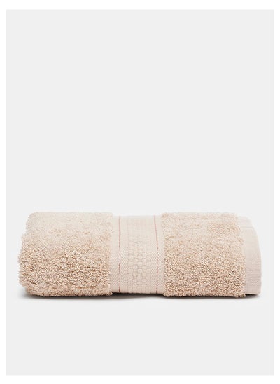 اشتري PEARL Plain Terry Cotton Fancy Border Hand Towel  CAMEL 50X90 centimeter في الامارات