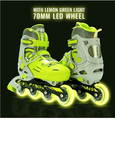 اشتري Teenager Adjustable Inline Skates Shoes with Luminous Lights Complete Set with Helmet and Protective Gear في الامارات