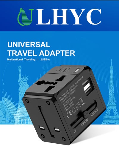 Buy Multifunctional Travel Charger 2.4a Current Dual USB Interface Global Communication Plug and Socket in Saudi Arabia