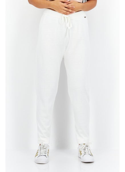 اشتري Women Drawstring Plain Jogger Pants, White في الامارات