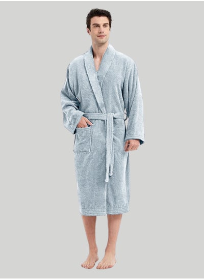 Buy Pure Egyptian Cotton Bathrobe, Multi-Size, with Side Pockets and Drawstring in Saudi Arabia