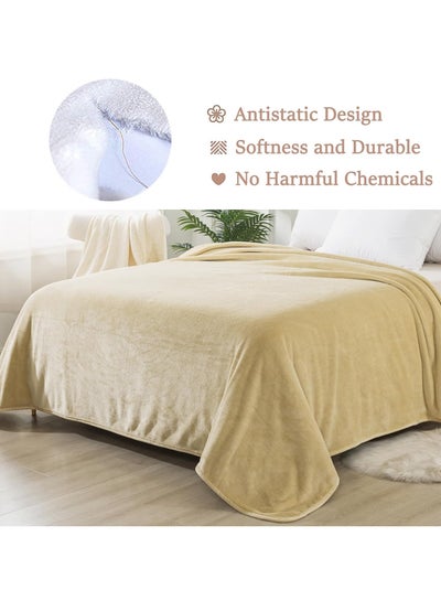 Buy Light velvet blanket, lightweight warm blanket in large size, 350 gm extra super soft wool for all seasons of the year, also used as a bed cover 200 x 220 cm in Saudi Arabia