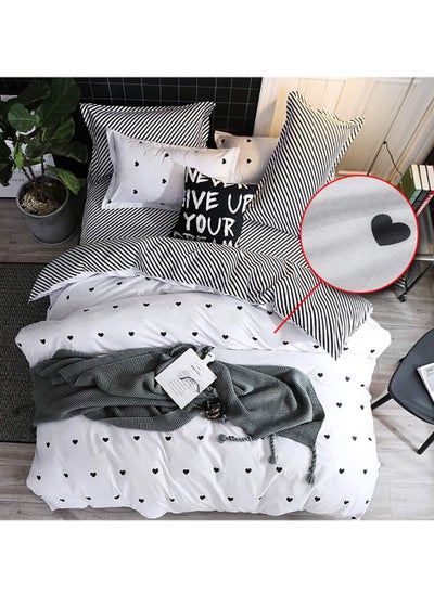 Buy Duvet Cover Bedding Set 4-Piece Simple Printed Bed Linen Set Pillowcase Bed Sheet Duvet Cover with Zip Closure in UAE