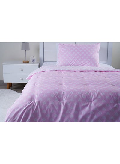 اشتري Lucy Hearts 2-Piece Reversible Comforter Set 135X220Cm Pink في الامارات