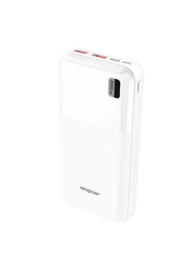 Buy Power Bank 20000 mAh Y42 Two USB Port And Type C Port QC 3.0 (White) in Saudi Arabia