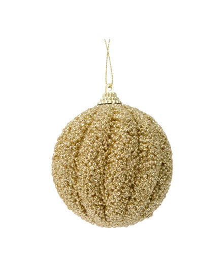 Buy Kaemingk Bauble Foam Glitter Glitter Light Gold 8Cm in UAE