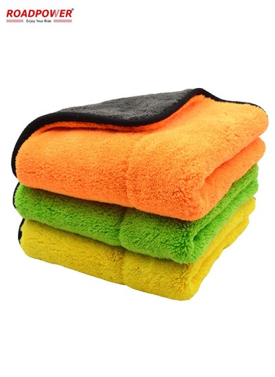 اشتري Professional Grade Premium Microfiber Towels Safe For Car Wash Home Cleaning And Pet Drying Cloths Pack Of 3 في الامارات