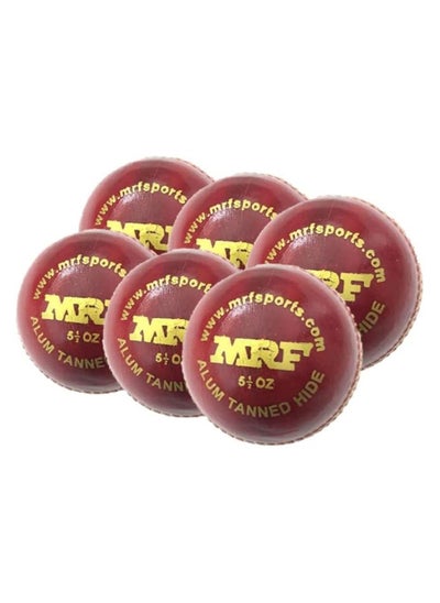 Buy MRF Club Cricket Ball Red Colour Pack Of 6 in UAE