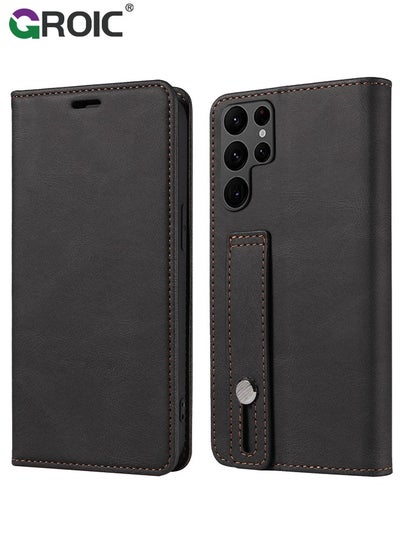 Buy For Samsung Galaxy S23 Ultra Case,Luxury Leather Wallet Cover, Leather Wallet Case Classic Design with Card Slot and Magnetic Flip Flip Folding Case for Galaxy S23 Ultra Phone Shell 6.8'' in UAE