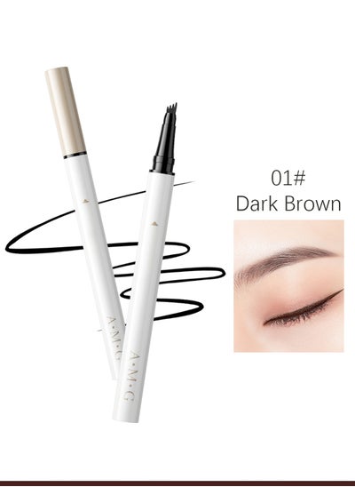 Buy Eyebrow Pen with Micro-Fork Tip, 4 Tip Microblade Eyebrow Pen, Waterproof Smudgeproof Long Lasting Brow Contouring Pencil, Create Natural Brows (Dark Brown) in Saudi Arabia