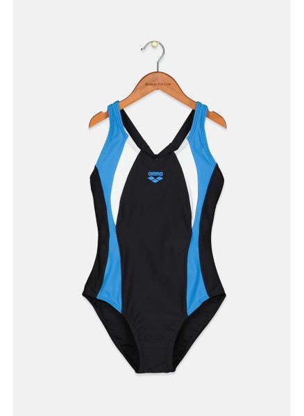 Buy Women Graphic One Piece Swimwear, Black and Blue and White in Saudi Arabia