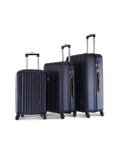 Buy Keno 3-Piece ABS Hardside Spinner Luggage Trolley Set 20/24/28 Inch Navy in UAE