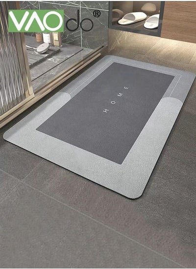 Buy Bath Mat Super Absorbent Bathroom Cushion Toilet Absorbent Non-Slip Mat Not Moldy Kitchen Porch Floor Mat 60*90CM Grey in UAE