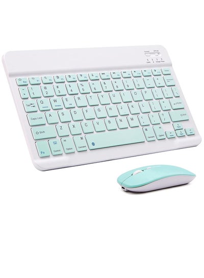 Buy Rechargeable Bluetooth Keyboard and Mouse Combo Ultra-Slim Portable Compact Wireless Mouse Keyboard Set for Android Windows Tablet Cell Phone iPhone iPad Pro Air Mini, iPad OS/iOS 13 and above (Green) in UAE