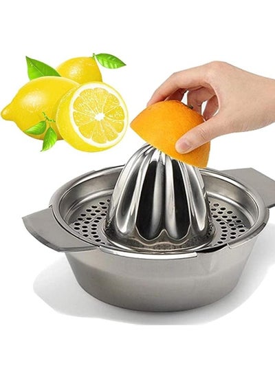 Buy Stainless Steel Lemon Squeezer, Juicer with Bowl Container for Oranges Lemons Fruit Home Made Juice in Kitchen in UAE