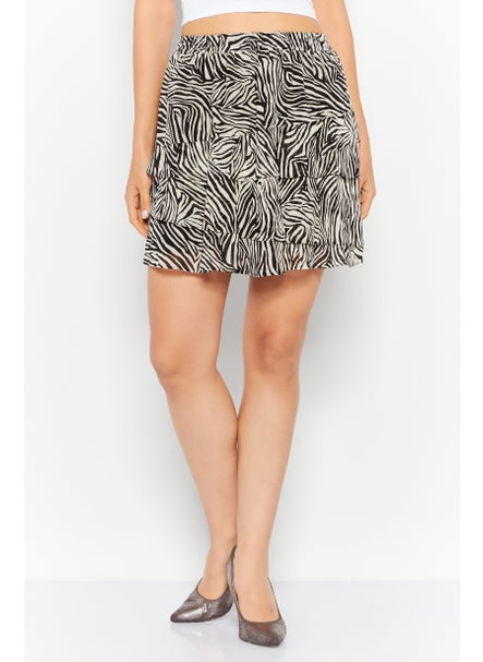 Buy Women Allover Print Mini Skirt, Black/White in UAE