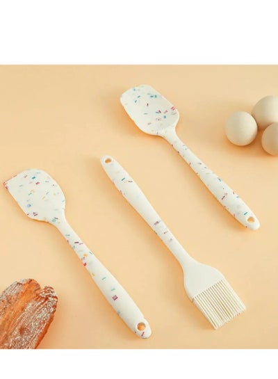 Buy 3-Piece Silicone Spatula And Cooking Brush Set Multicolor in Egypt