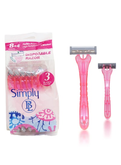 Buy Simply  3-Blade Razor, 12 Pieces in Saudi Arabia