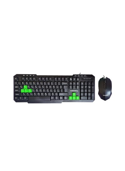 Buy Golden King GX500 wired keyboard and mouse set for computer and laptop, black in Egypt