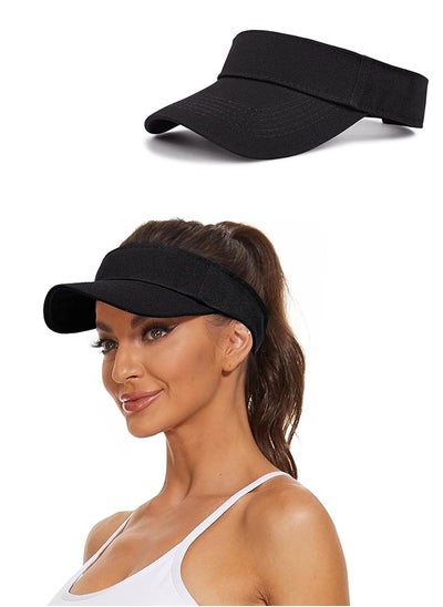 Buy Sport Sun Visor Hats, Adjustable Lightweight Outdoor Sports Empty Top Baseball Cap, UV Protection Cap for Cycling Running Tennis Golf & All Sports (Black) in Saudi Arabia