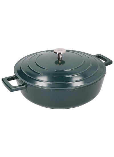 اشتري MasterClass Shallow Casserole Dish with Lid, Lightweight Cast Aluminium, Induction Hob and Oven Safe, Hunter Green, 4 Litre/28 cm في الامارات