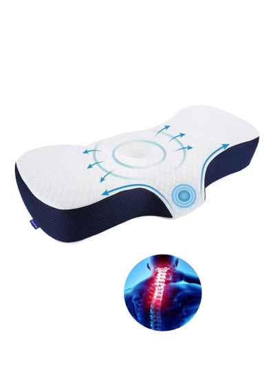 Buy Memory Foam Bed Pillow Adjustable Ergonomic Neck Support Pillow with Washable Cover Orthopedic Pillow for Side Sleeping Shoulder and Neck Pain Relief in Saudi Arabia