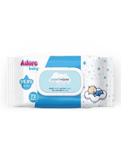 Buy Baby Water Wipes 99.9% Water Based Baby Wipes Ph Balanced Unscented & Skin Friendly With Sensitive Skin 72 Count (Pack Of 1) in Saudi Arabia