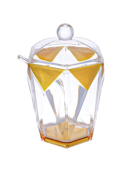 Buy Alhoora Gold Round Acrylic Sugar Bowl With Lid And Clear Spoon in UAE