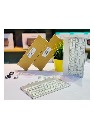 Buy Folding Bluetooth Keyboard, Foldable Wireless Keyboard with Portable Pocket Size, for iPad, iPhone,Android Devices, and Windows Tablets, Laptops and Smartphones(White) in Saudi Arabia