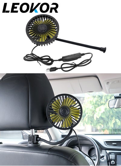 Buy Car Fan for Backseat, Electric Car Fans for Rear Seat Passenger with 3 Speeds, Portable 360 Degree Rotatable Vehicle Fan for Car Seat, USB Electric Car Seat Fan for Vehicles RV SUV Truck in Saudi Arabia