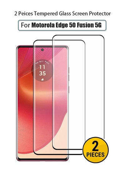 اشتري 2 PCS Screen Protector for Motorola Edge 50 Fusion 5G Tempered Glass Film with Easy Installation Tool, Ultra-clear, Shatterproof Anti-Scratch Film Screen Protector في السعودية