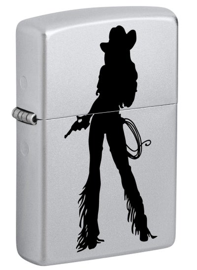 Buy Zippo CI402634 205 Silhouette Cowgirl Satin Chrome Windproof Lighter in UAE