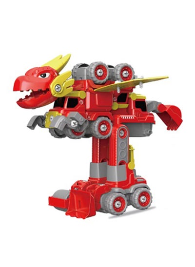 Buy Kids Toy 5In1 Dinosaur Robot Transformation Vehicle With Remote - Red in Saudi Arabia