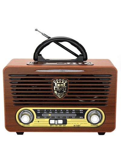 Buy M-115BT Portable Antique Radio Nostalgic  Retro FM Radio With AM | FM | SW Band Frequency, USB | SD | TF Card Slot, AUX and Bluetooth Remote Modern Feature Vintage Radio in UAE